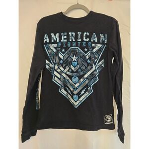 American Fighter Black Long Sleeve Graphic T Shirt Men's‎ Sz Small